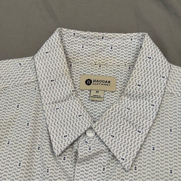 Blue and white anchors nautical print button down shirt - Picture 6 of 8